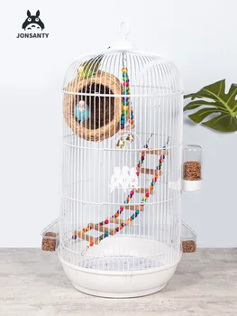 

roundness birdcage The parrot cage large size luxury villa white birdcage cockatiel peony myna mannikin Pearl bird birdie cage