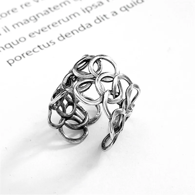ANENJERY, винтажные многоуровневые круглые геометрические тайские серебряные кольца, 925 пробы, серебряные кольца для мужчин и женщин, ювелирные изделия, S-R527