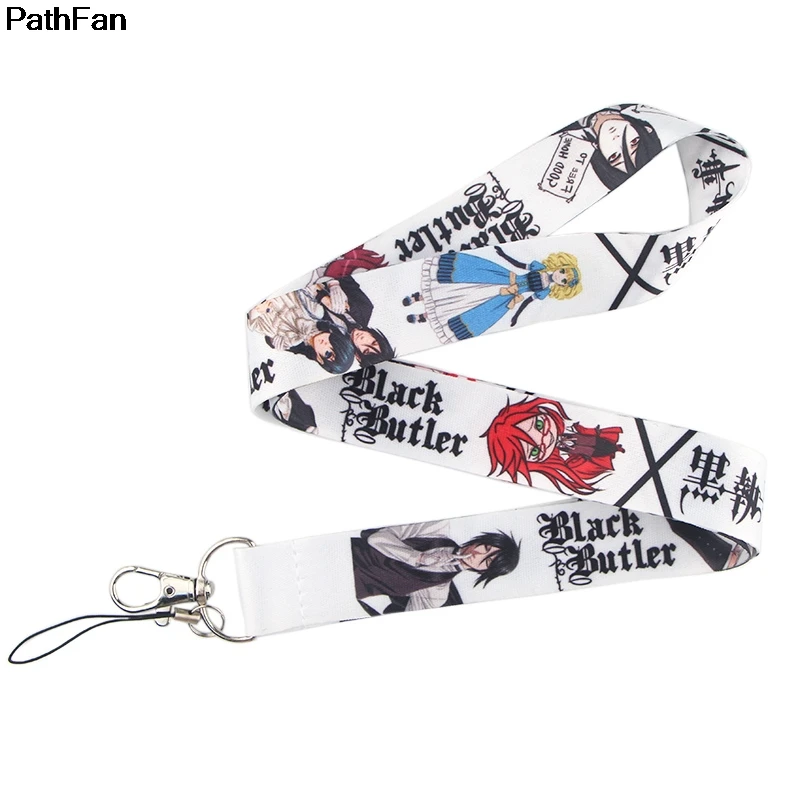 Patchfan Черный Дворецкий аниме персонажи ключ шнурок для ключей ID телефон USB бейдж держатели телефон шеи ремни тесьма A2399