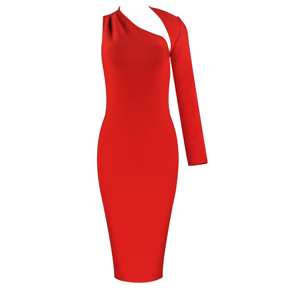 Liser новое летнее женское платье с длинным рукавом, Бандажное платье, сексуальное обтягивающее элегантное платье, Клубные платья знаменитостей для вечеринок Vestidos - Цвет: Красный