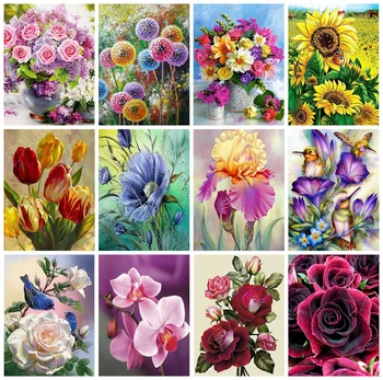 

Huacan 5D Diamond Painting Full Square/Round Flower DIY Diamond Embroidery Mosaic Art Decorations Home