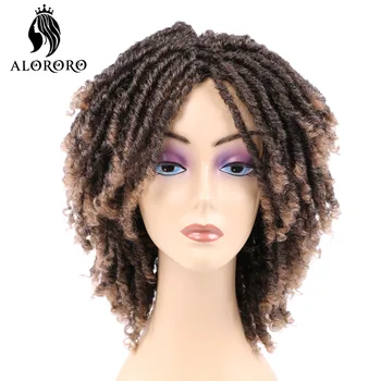 

Alororo Brown Curly Short Synthetic Dreadlock Wig 6 Inches Afro Kinky Crochet Twist Hair Wigs Fashion Soft Hair Wigs for Women