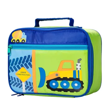 

Heopono Hot Selling Nylon Zippered Boys Girls Cooling Bag Cute Children Emboss 3D Printing Lunch Bag Kids Cartoon Lunch Box Bag