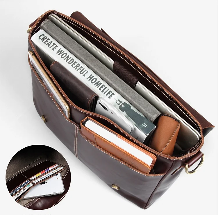 Ретро Натуральная кожа Мужская сумка для ноутбука воск кожаный портфель Деловые Офисные Сумки коричневая мужская сумка для ноутбука сумка-мессенджер