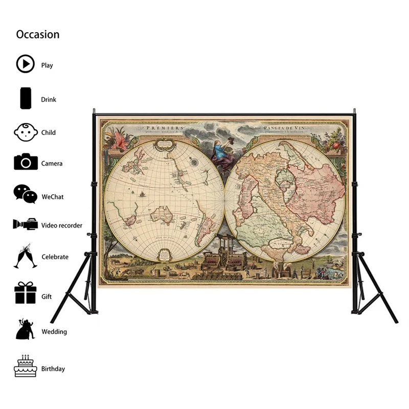 90x60cm Vintage Map Retro First Pangea of Wine Map Canvas Painting Posters and Prints for Home Bar Hotel Decoration