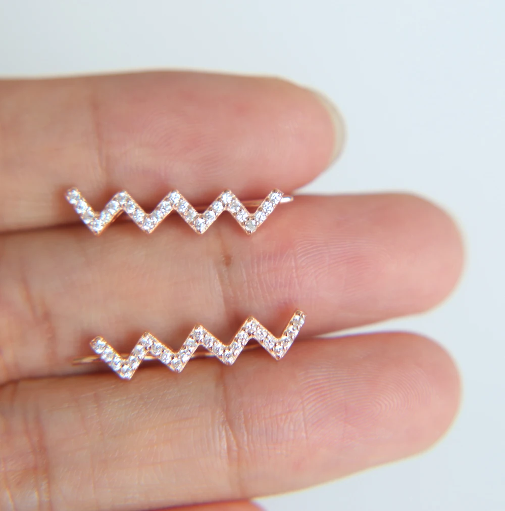 silver 3 color ear cuff earrings for women bijoux beautiful long wire stud earrings fashion jewelry 925 sterling silver