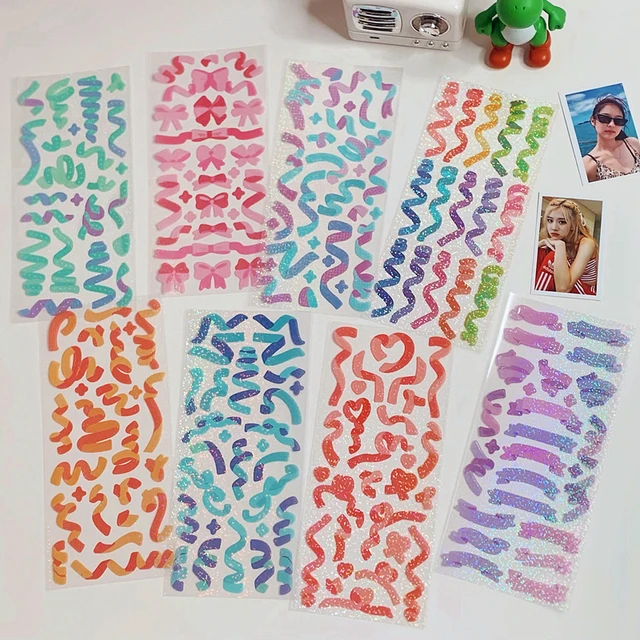 Kawaii Glitter Stickers korean stationery Sticker Aesthetic