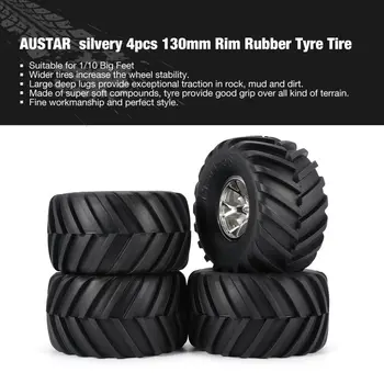 

AUSTAR 4pcs AX-3003 130mm Rim Rubber Tyre Tire Wheel Plastic Hub for 1/10 RC Big Feet Model HSP HPI Beadlock Spare Parts fz