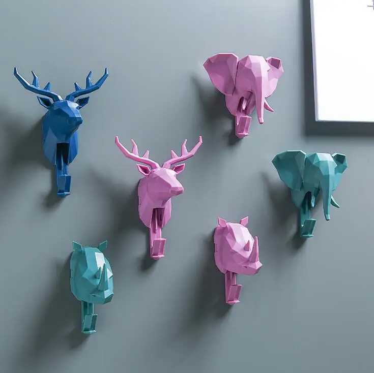 

TECHOME Original Holder Rack Creative Decorative Animal Head Rack Deer Head Coat Hook Wall Decoration Free Hole Household Set