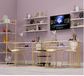 

Golden Marble Nail Table and Chair Single Double Table Manicure Table Nail Shop Table and Chair Set Combination