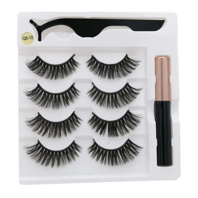 4 pairs of magnetic eyelashes natural soft magnet eyelashes natural magnetic eyeliner makeup mink eyelashes set tool Q8-10