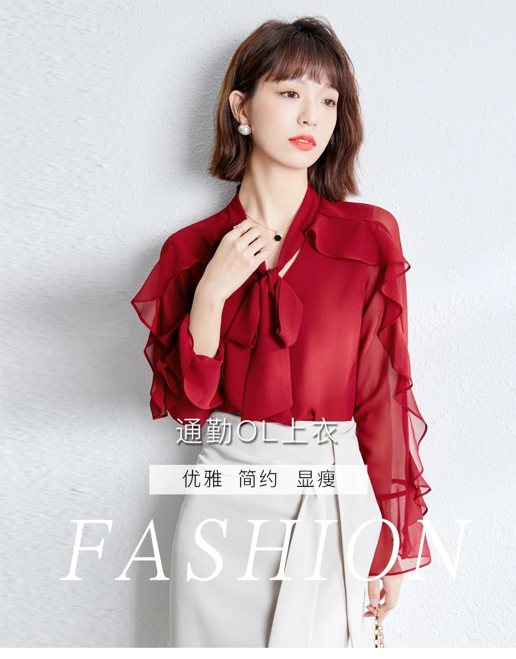 Seidensticker Ruffled Blouse red casual look Fashion Blouses Ruffled Blouses 
