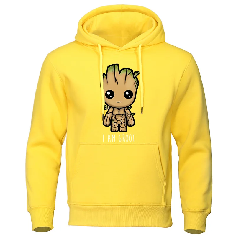 I Am groot, мужские толстовки, Осенние Теплые свитшоты, Повседневная Уличная одежда, пуловер harajuku, качественные топы, милый Принт, мужской спортивный костюм Groot - Цвет: yellow 6