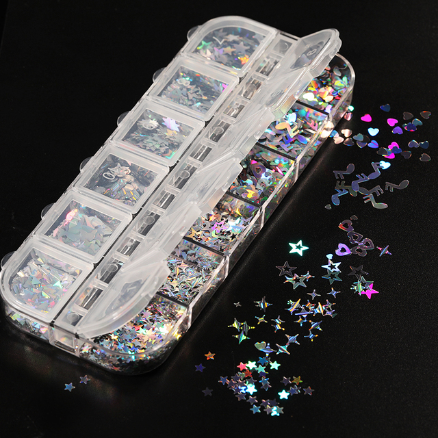 Grid/Set  Nail Art 3D Flakes iridescent Nail Sequins Sparkly 3D Thin Butterfly Flakes Polish Decor For Nail Art Accessories