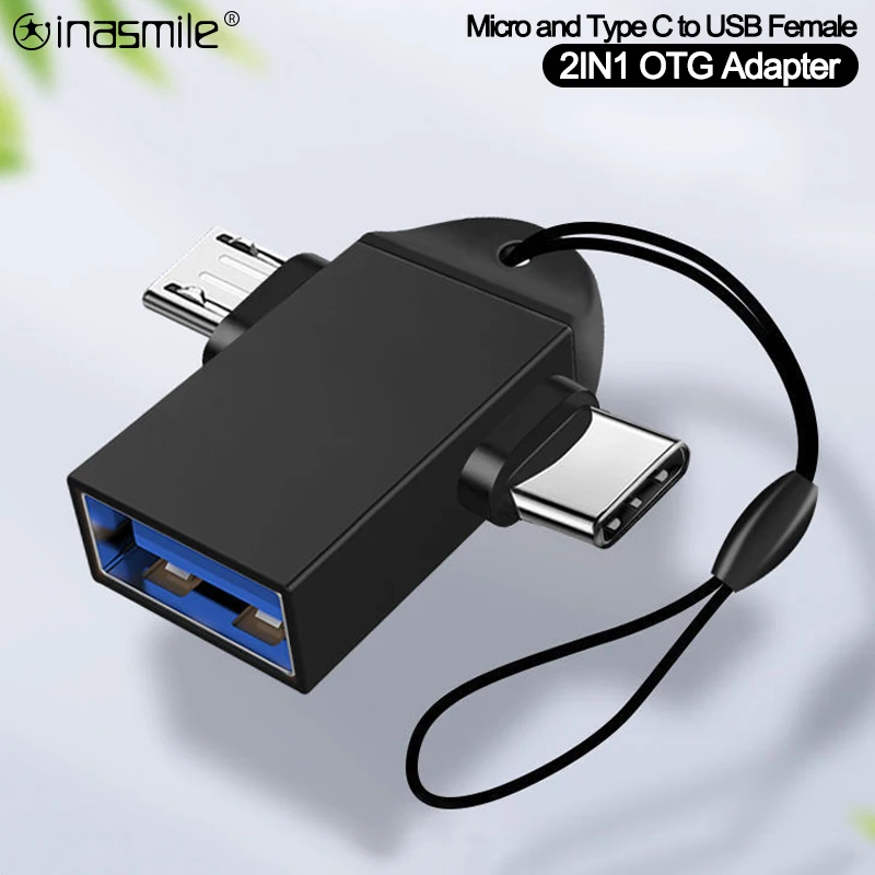 Кабель-переходник 2 в 1 с Micro usb папа на USB мама для Мобильный телефон Type C переходник