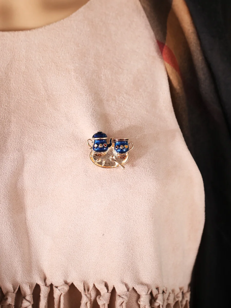 Funmor новая Изысканная кофейная чашка Броши эмалированные булавки для женщин и