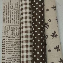 Роскошный коричневый газета с узором в горошек, в клетку с цветочным принтом ткань из льна и хлопка 48x110 см Винтаж льняной ткани DIY Швейные текстиль Курта