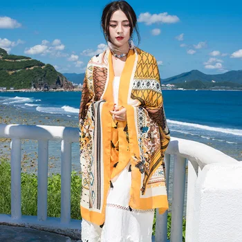 

2020 шарф женский foulard femme women autumn ethnic vintage long PRINT scarf Wraps and Shawls Hijab Muffler