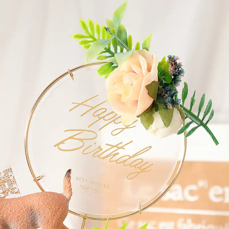 Decoration De Gateau En Acrylique Joyeux Anniversaire Avec Fleurs Joyeux Noel Joyeux Mariage Garniture Imprimee Cadeaux De Fete Decoration De Dessert 7 Aliexpress