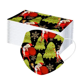 

100pc Christmas Child's Mask Disposable Face Masks 3ply Face Cover Face Shield Masque High-quality Christmas Masks Маски Mask