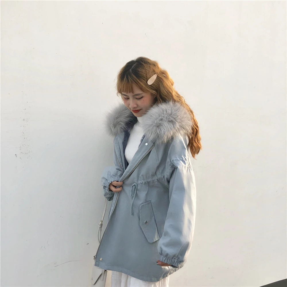 New Winter Coat Womens Warm Velvet Thicken Fur Hooded Parkas Female Long Sleeve Solid Jacket Outwear Manteau Femme Hiver
