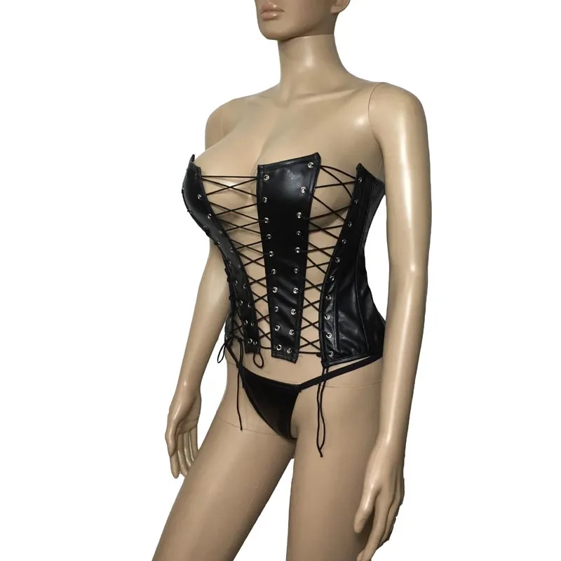 Соблазнительный корсет из искусственной кожи на шнурках 3 способа с прорезями