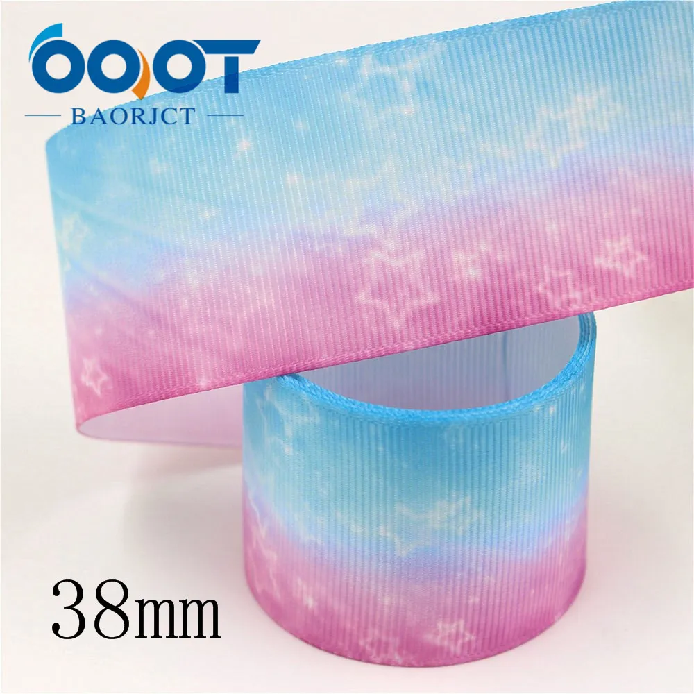 OOOT BAORJCT I-19906-2109, 38 мм, 10 ярдов красочные градиентные звездное небо печатные корсажные ленты, одежда лук крышка DIY украшения