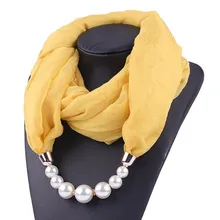 Шарф на шее женское ожерелье из шифона нагрудник жемчужное ожерелье кулон шарф солнцезащитное ожерелье шарф женский Осень# D8