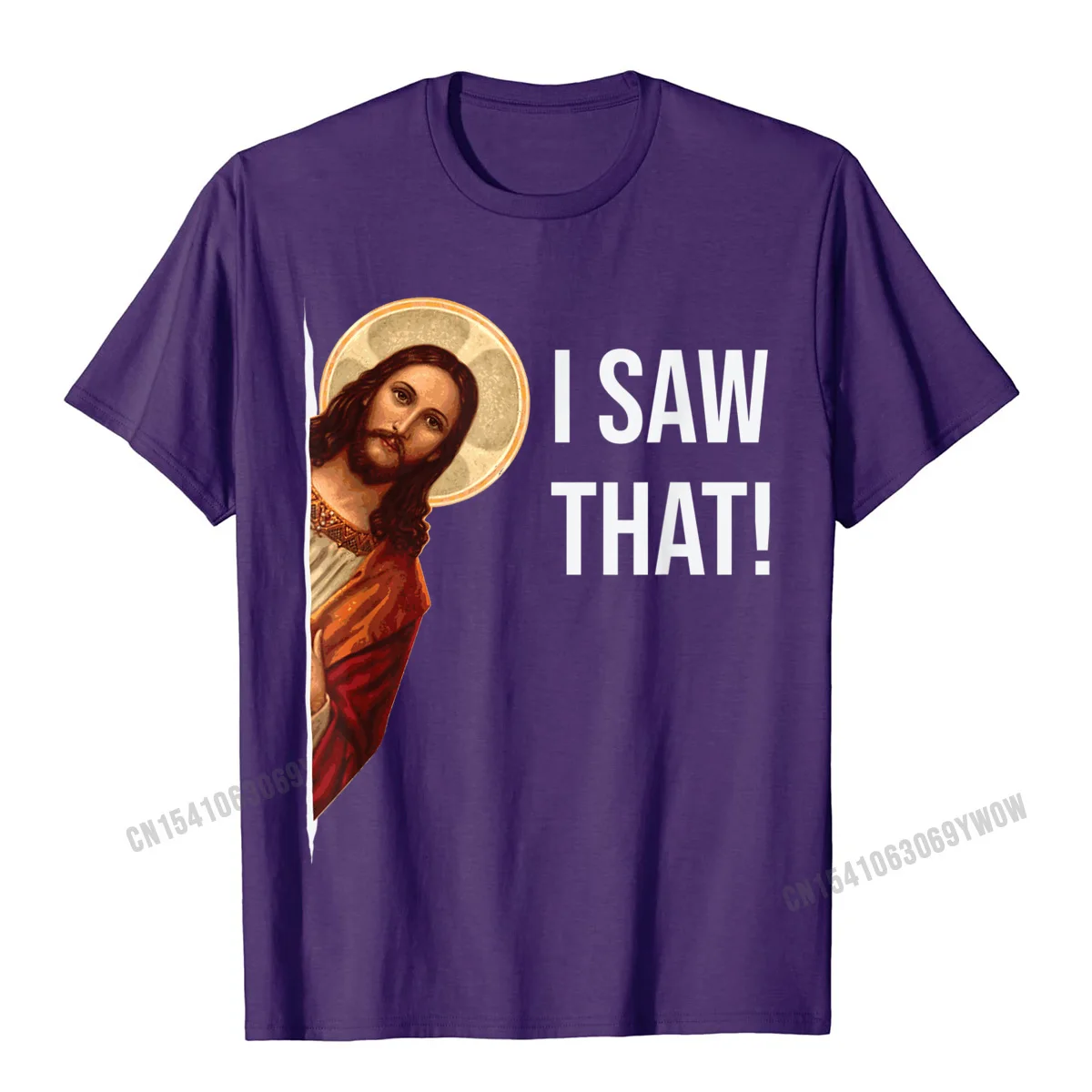 Print Tshirts Family Short Sleeve 2021 Fashion Crew Neck Pure Cotton Tops Shirt Design Tees for Men ostern Day Funny Quote Jesus Meme I Saw That Christian T-Shirt__595 purple
