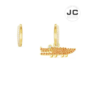 

New Fashion Charms Tibetan silver Original Copy Jewelry,Asymmetric Orange Crocodile Earrings For Women With Mono Logo Gift BoX