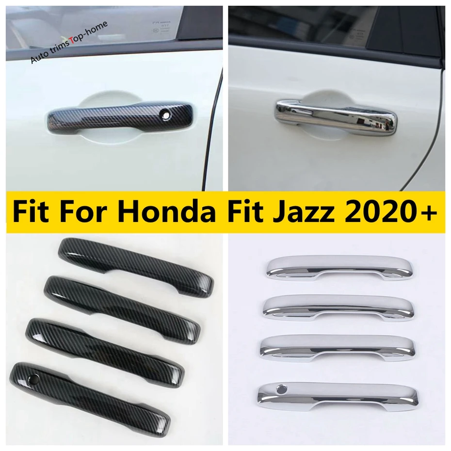 

Side Door Handle Grab Protection Cover Trim Chrome / Carbon Fiber Look Exterior Accessories For Honda Fit Jazz GR 2020 - 2022