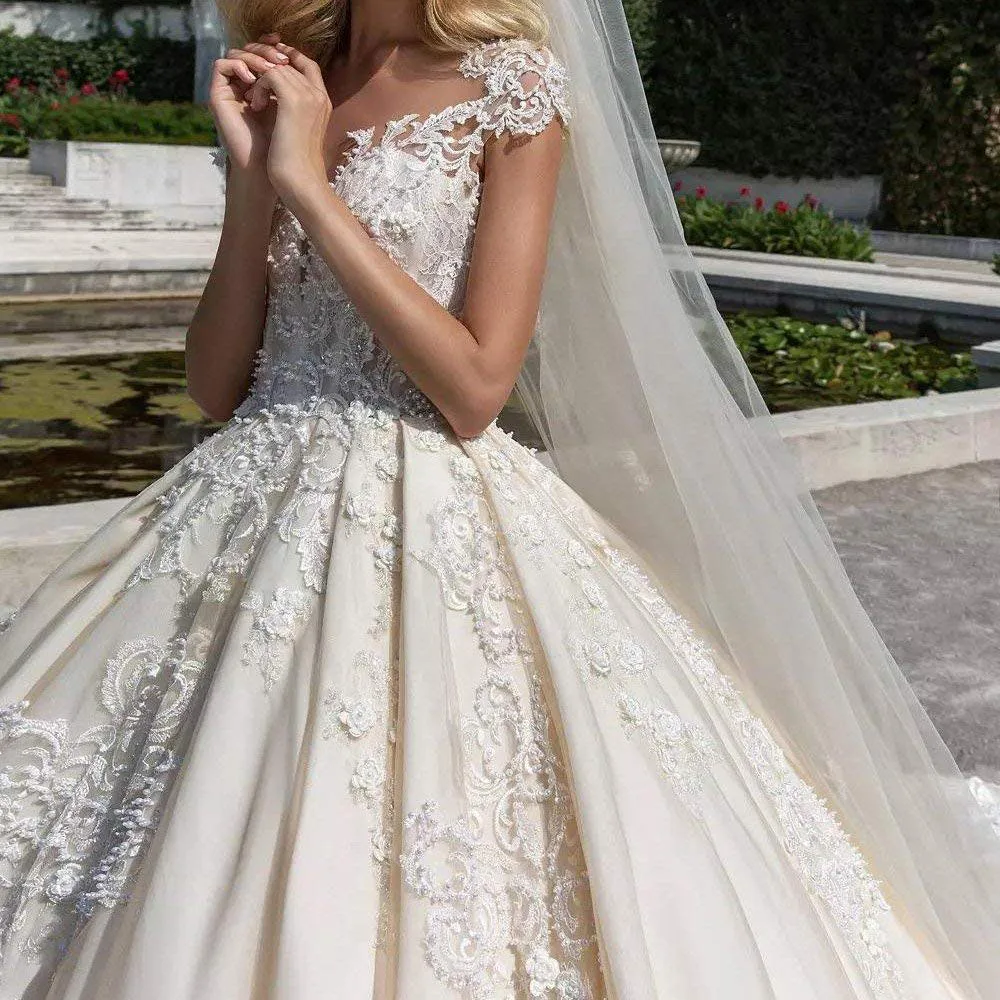 Vestidos De Boda Атласное Бальное Платье Свадебное Платье С 3D цветком длиной до пола винтажное свадебное богемное платье цвета слоновой кости