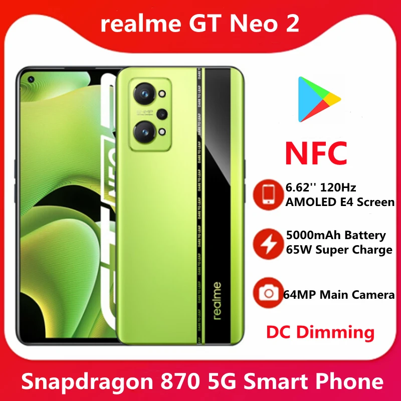 Смартфон realme GT Neo 2 6 62 дюйма 120 Гц процессор Snapdragon 870 аккумулятор 5000 мАч 65 Вт |