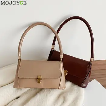 

Solid Color Retro Korean Elegant Single Shoulder Bag Casual Shopping Totes Fashion Durable PU Leather Women Handbags