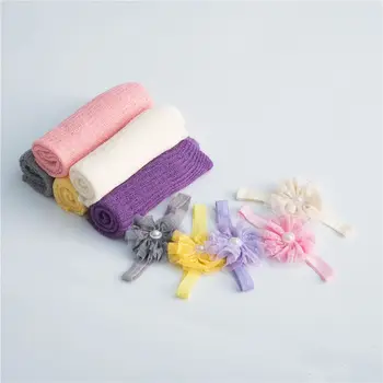 

2 Pcs/set Creative Children Baby Photography Wrap Cloth Headband Set Newborn Photo Swaddle Towel with Tiara