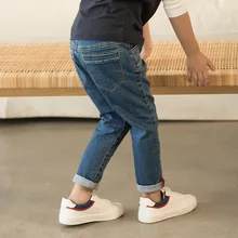 Junichi Yield/эластичные хлопковые джинсы для мальчиков; брюки; коллекция года; весенняя одежда; стиль; Детские универсальные модные брюки