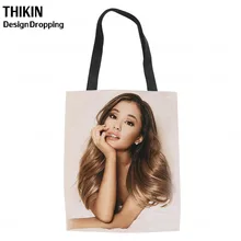 THIKIN мода Ариана Гранде печати складной для женщин плеча Холст Tote хозяйственные сумки девочек Книга Сумка Bolsa женщин многоразовые эко