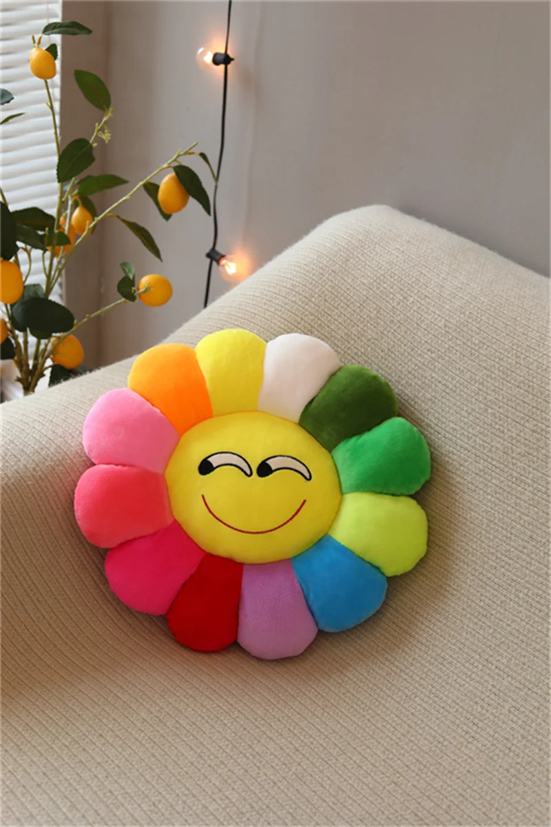 Cute Sunflower Pillow Plush Soft Pillow Seat Cushion Baby Kids Floor Play Mat Chair Cushion Sofa For Home Car Decor Pillow Gifts