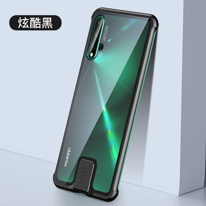 Тонкий Бескаркасный металлический чехол для телефона huawei Nova 5 Pro, чехол Nova5 из закаленного стекла, чехол для huawei Nova 5 Pro, металлический бампер - Цвет: black