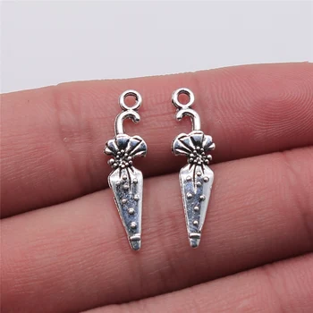 

WYSIWYG 15pcs Umbrella Charms Pendant Diy Jewelry Findings Antique Silver Color 7x26mm