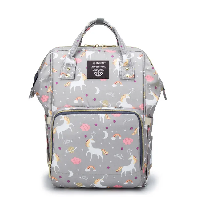 Сумка для подгузников для мам, большая вместительность, детские сумки для подгузников, дизайнерская сумка для кормления, модный дорожный рюкзак для ухода за ребенком, сумка для мам, коляска - Цвет: Unicorn Grey