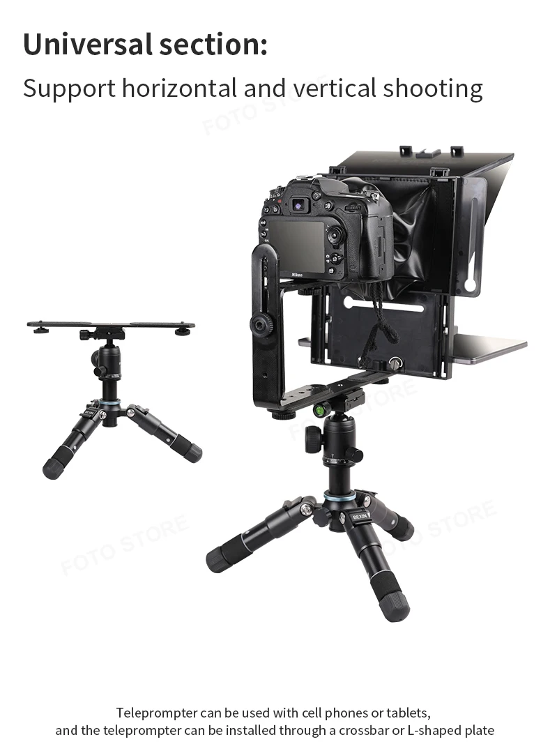 カメラ ビデオ 12インチ ミニテレプロンプターq3 スマホ カスタム ipad Q3 Foldable Teleprompter Video Live Streaming for Tablet