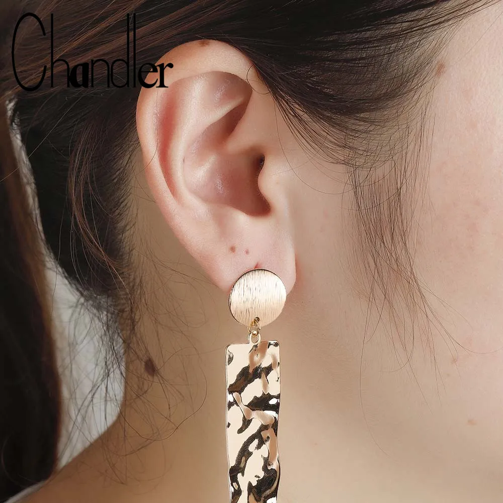 

Chandler Classic Rectangle Earring Everyday-Life Irrigular Square Disc Geometry For Women Big Metal Birthday Jewelry Factory
