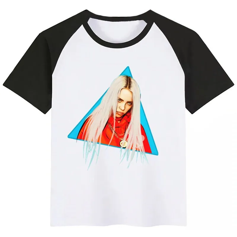 BoysGirls Billie Eilish/футболка с мультяшным принтом детская забавная одежда детская летняя футболка с короткими рукавами для малышей