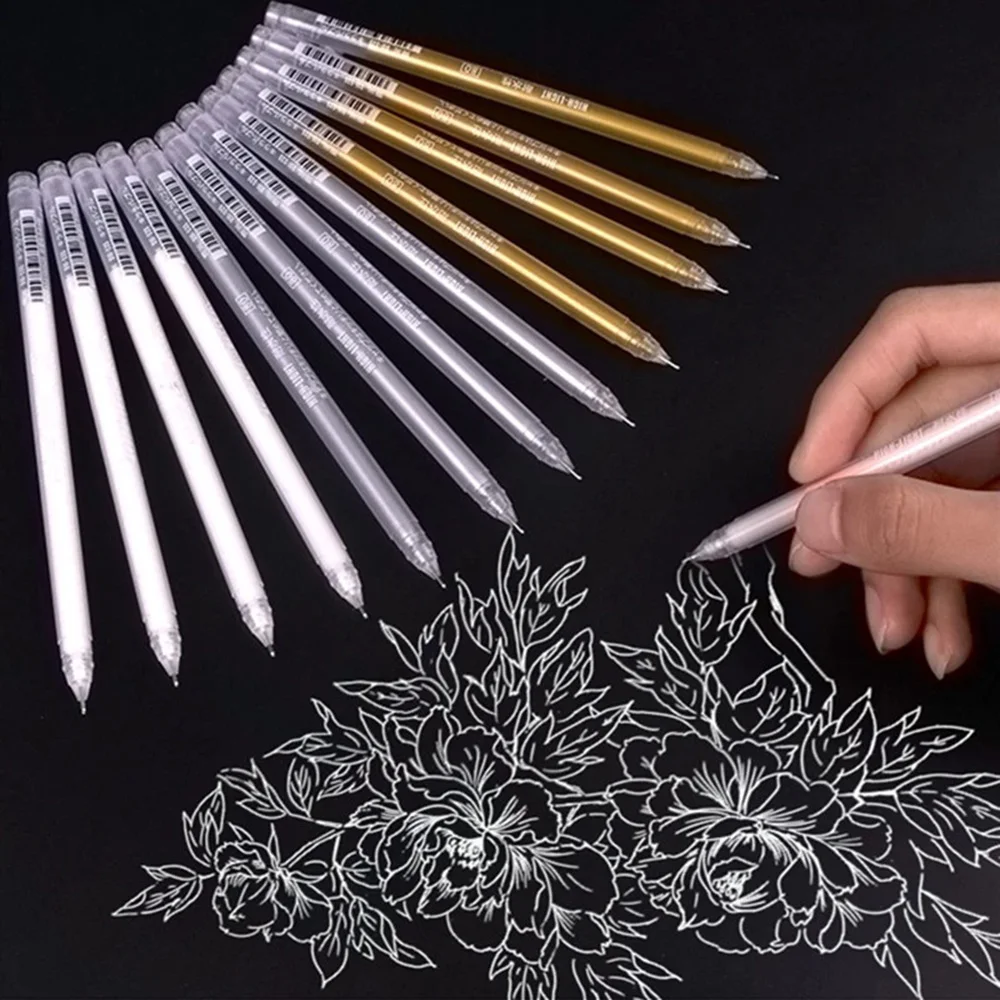 

3/9pcs 0.6mm Highlighter Sketch Markers Pens White Paint Gel Pen for Art Marker Manga Painting Fine Liner Pen