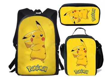 

Pikachu Print Kawaii School Bags set for Kids Children Large School Backpacks Cartoon Pokemon Print Kids Book Bags