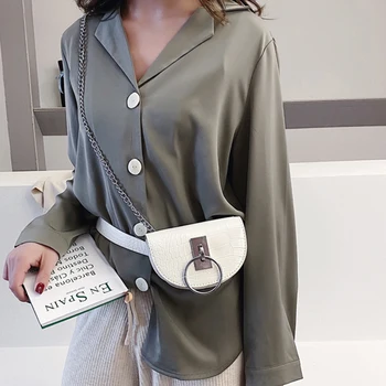 

Chic Chain Crocodile Crossbody Bags for Women 2020 High Quality Pu Leather Ladies Shoulder Bag Designer Mini Female Waist Packs
