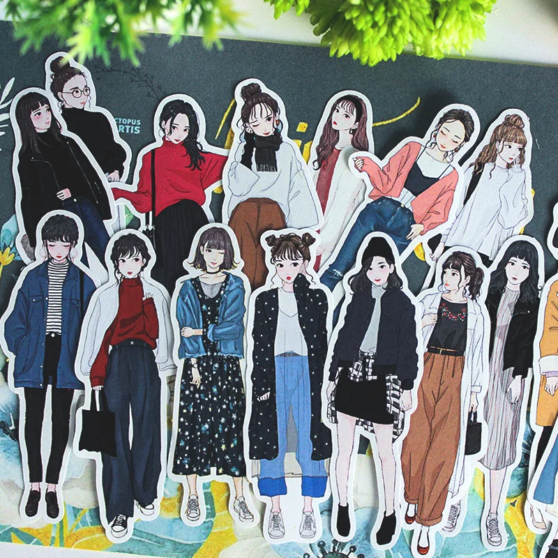 

19Pcs Fashion Girl Lady Sticker DIY Craft Scrapbooking Album Junk Journal Happy Planner Decorative Stickers