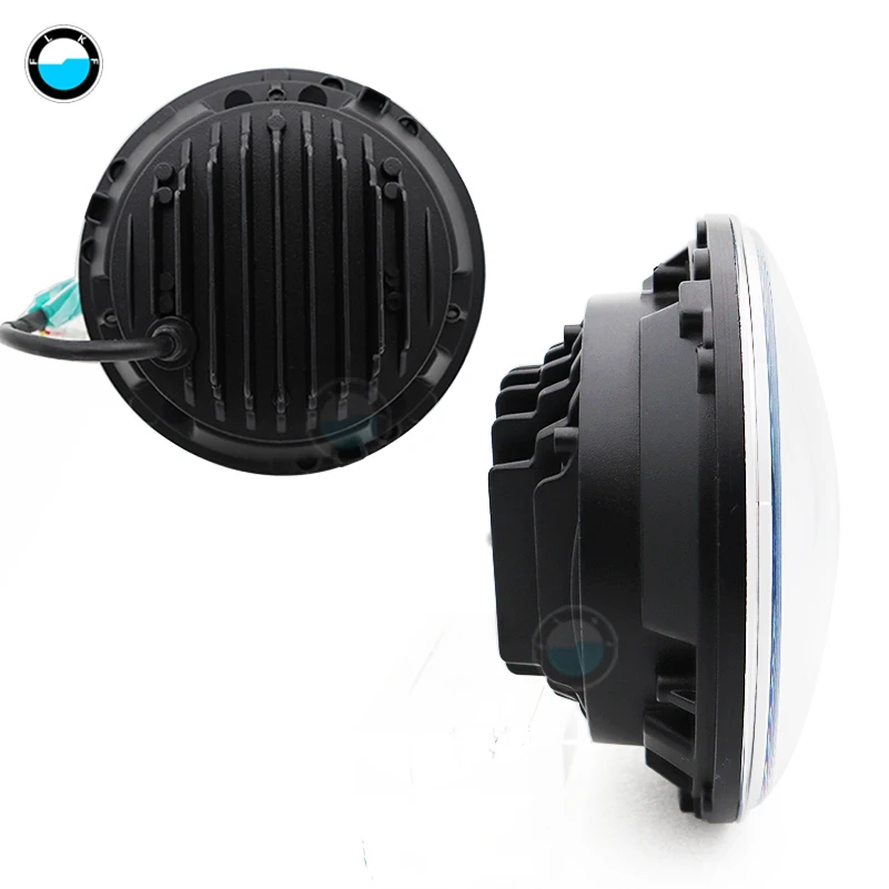  Motorcycles 7 Inch Led Headlight 60W Motorcycle Black Projector Headlight H4 Hi/Lo Beam LED Light - 32859998605