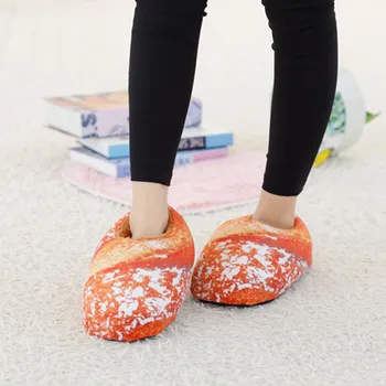 

Funny Bread Shape Women Men Slippers Winter Warm Indoor Shoes Plush Home Slipper lovely family party shoes kinds of bread